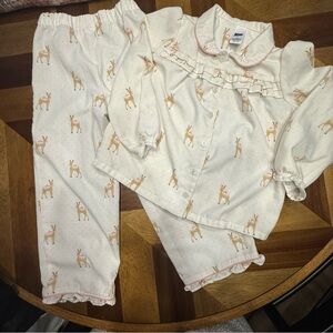 Janie and Jack Cream Reindeer Pajama Set FLAW
